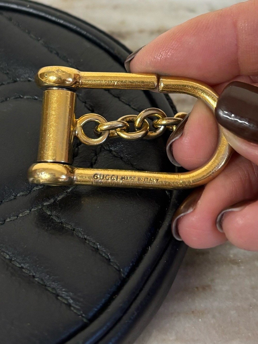 Gucci GG Marmont Round Coin Purse Black Matelasse Leather - Picture 5 of 8